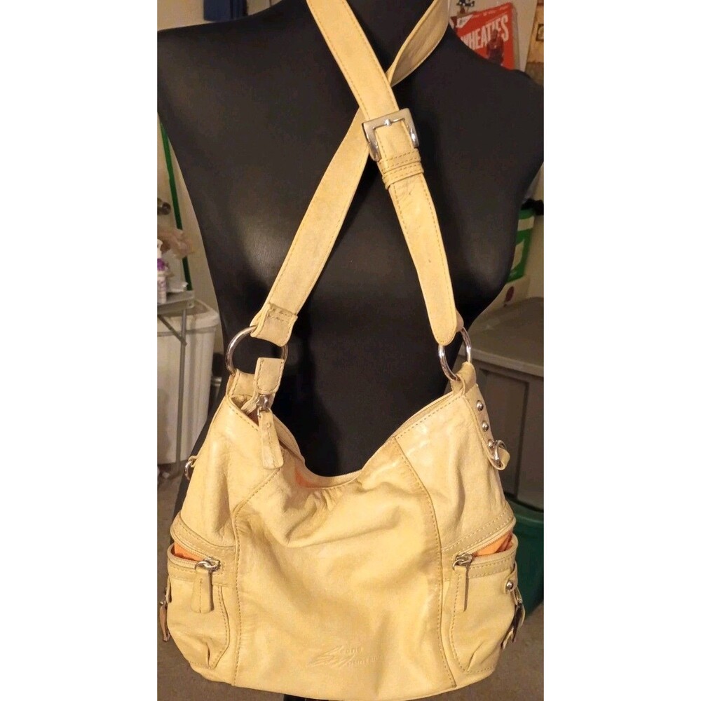Stone Mountain Beige leather hobo shoulder bag